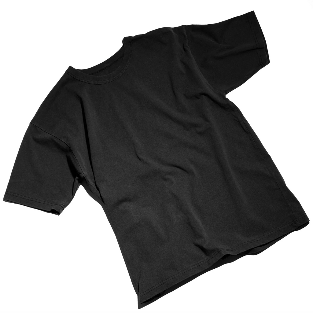 Black t-shirt on a white background